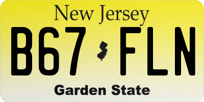 NJ license plate B67FLN