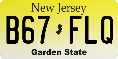 NJ license plate B67FLQ