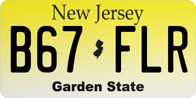 NJ license plate B67FLR