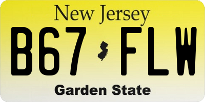 NJ license plate B67FLW