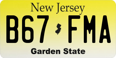 NJ license plate B67FMA