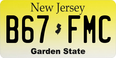 NJ license plate B67FMC