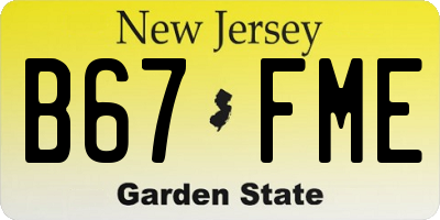 NJ license plate B67FME
