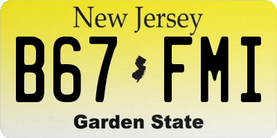 NJ license plate B67FMI