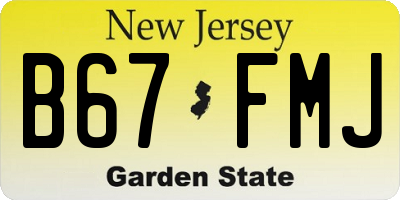 NJ license plate B67FMJ