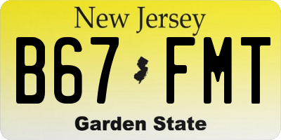 NJ license plate B67FMT