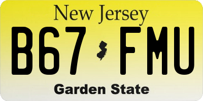 NJ license plate B67FMU