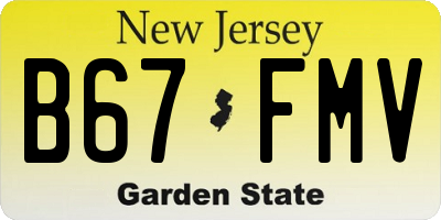 NJ license plate B67FMV