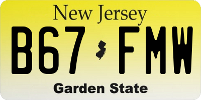NJ license plate B67FMW