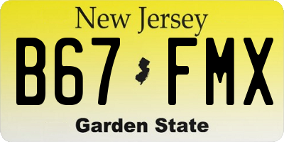 NJ license plate B67FMX