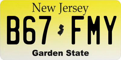 NJ license plate B67FMY