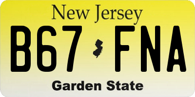 NJ license plate B67FNA
