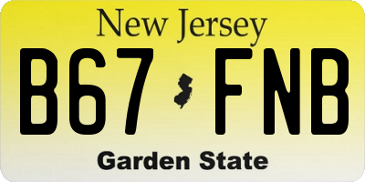NJ license plate B67FNB