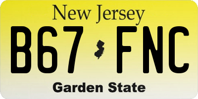 NJ license plate B67FNC
