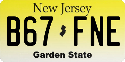 NJ license plate B67FNE