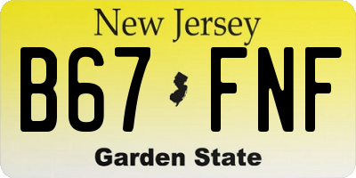 NJ license plate B67FNF