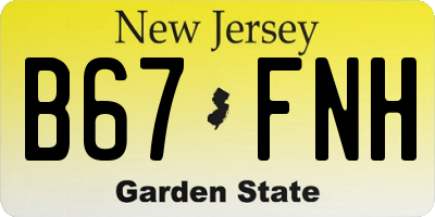 NJ license plate B67FNH