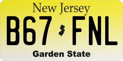 NJ license plate B67FNL