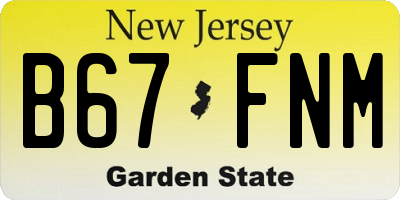NJ license plate B67FNM