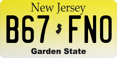 NJ license plate B67FNO