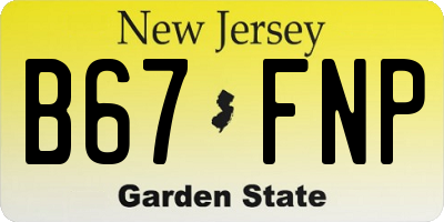 NJ license plate B67FNP