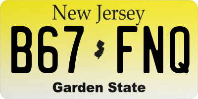 NJ license plate B67FNQ