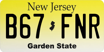 NJ license plate B67FNR