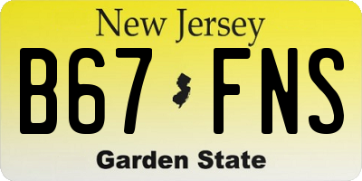 NJ license plate B67FNS