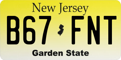 NJ license plate B67FNT