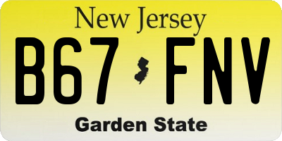 NJ license plate B67FNV