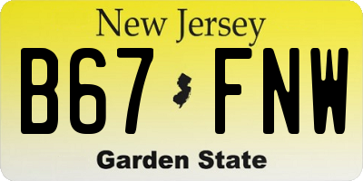 NJ license plate B67FNW