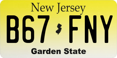 NJ license plate B67FNY