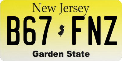 NJ license plate B67FNZ