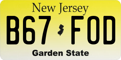 NJ license plate B67FOD