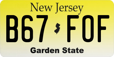 NJ license plate B67FOF