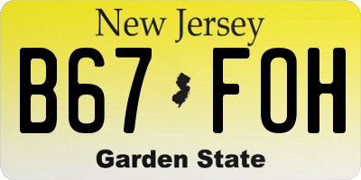 NJ license plate B67FOH