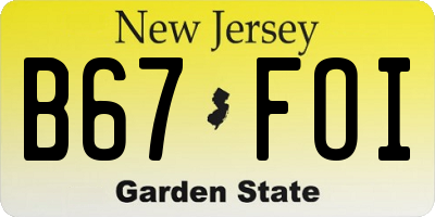 NJ license plate B67FOI