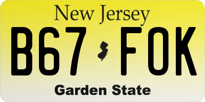 NJ license plate B67FOK
