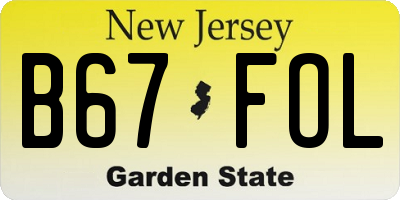 NJ license plate B67FOL
