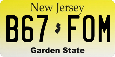 NJ license plate B67FOM
