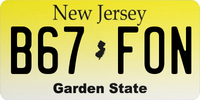NJ license plate B67FON
