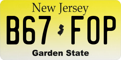 NJ license plate B67FOP