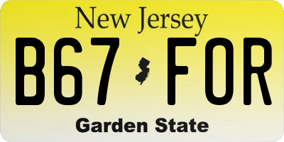 NJ license plate B67FOR