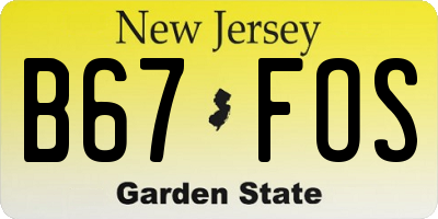 NJ license plate B67FOS