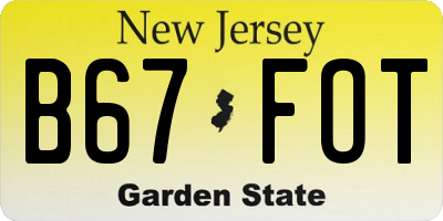 NJ license plate B67FOT
