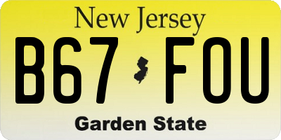 NJ license plate B67FOU