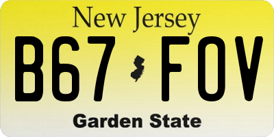 NJ license plate B67FOV