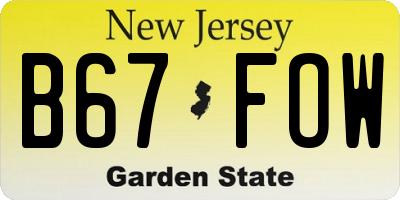NJ license plate B67FOW