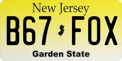 NJ license plate B67FOX