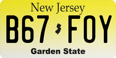 NJ license plate B67FOY